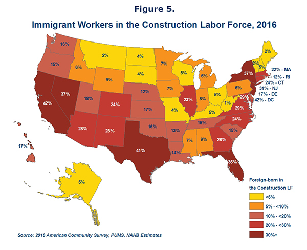Figure 5. Immigrant Workers in the Construction Labor Force, 2016