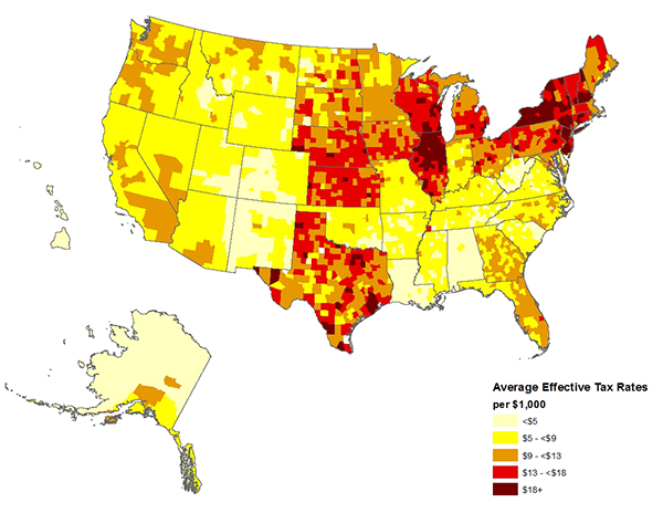 Figure 2. Average Effective Property Tax Rates per $1,000 of Value, 2010-2014 Figure 2. Average Effective Property Tax Rates per $1,000 of Value, 2010-2014